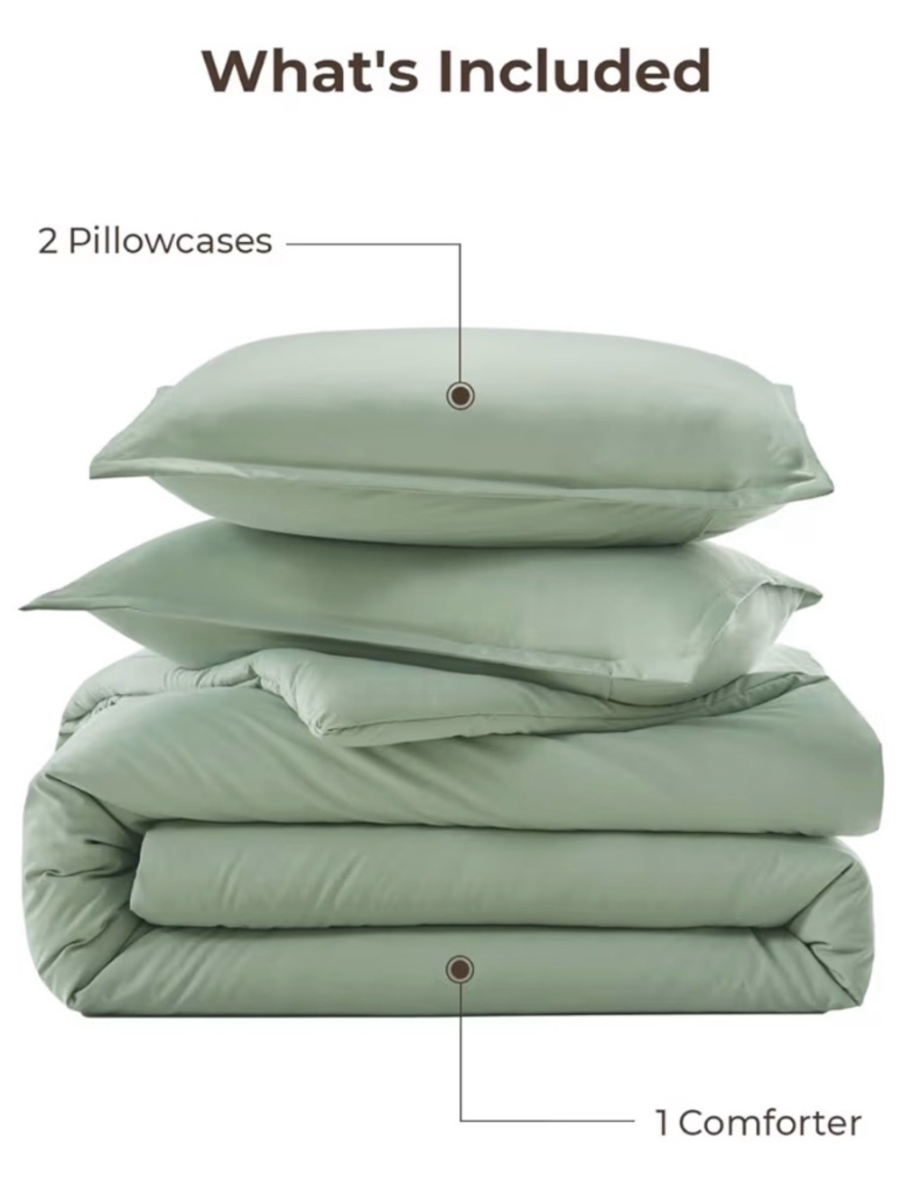 KING Sage Green Comforter Set with 2 Pillowcases - Home Bedding